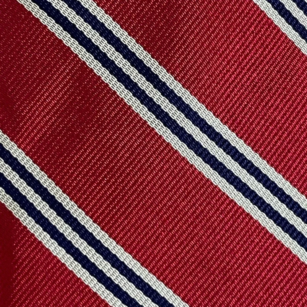 Brooks Brothers‎ Makers and Merchants Necktie Red Blue Silver Striped Silk
